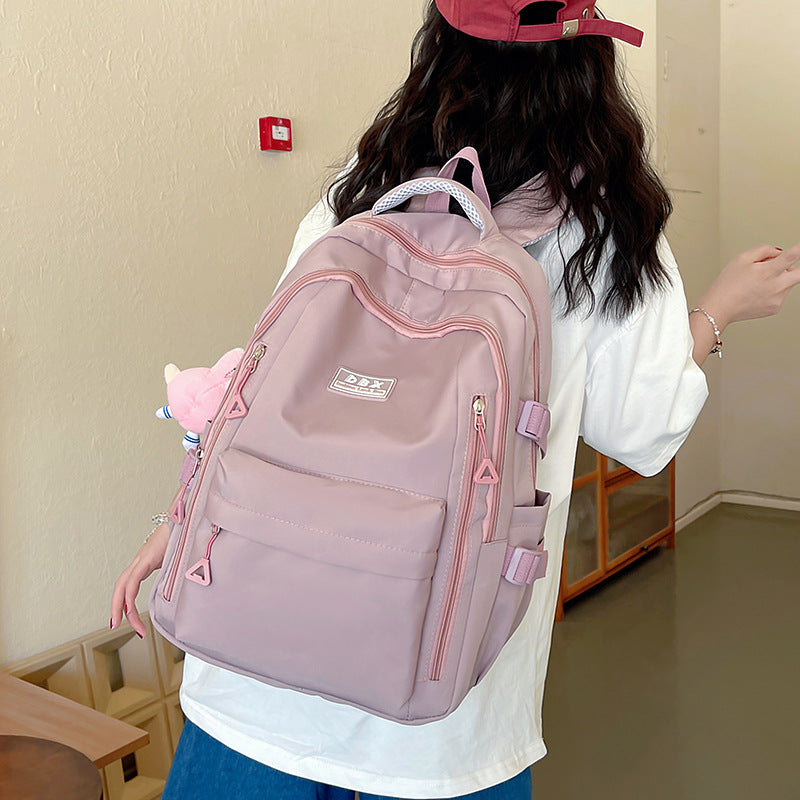 2026 New Style Backpack for Middle and High School Students, Versatile Solid Color School Bag, Large Capacity, Stain-Resistant, Business Trip Travel Backpack, Wholesale