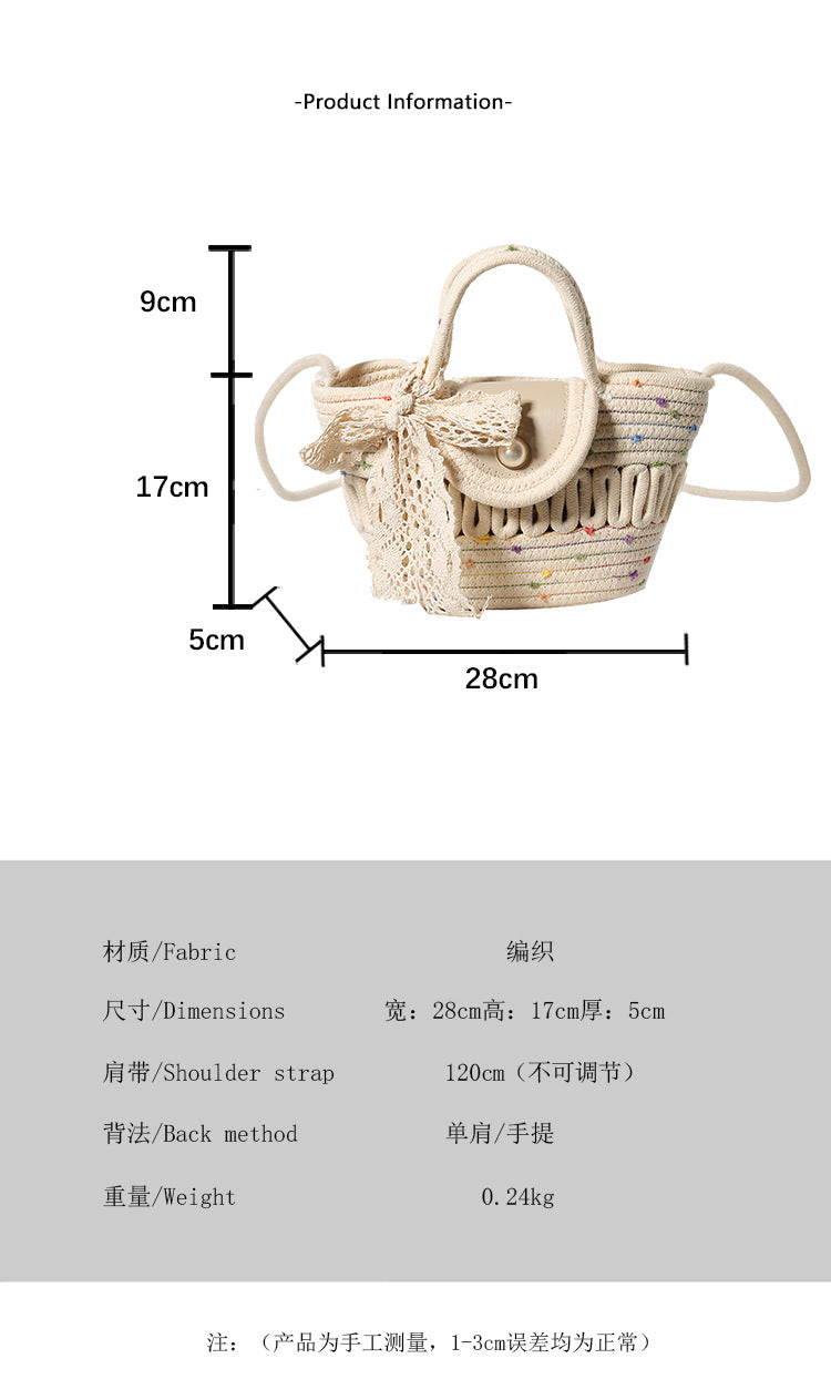 Handmade Seaside Woven Handbag, Popular Ins Style Straw Bag, Niche Satchel Vegetable Basket, Beach Tote Bag