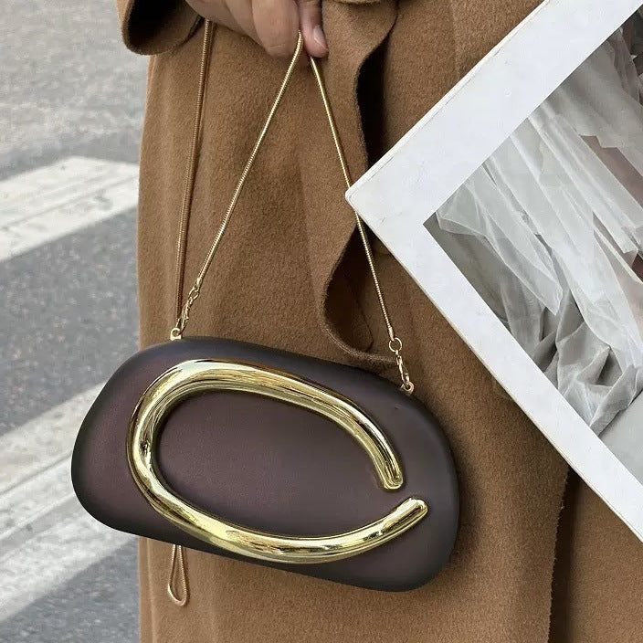 European and American Cross-Border Trendy Classic Round Box Clutch Bag Evening Bag Acrylic Bag Retro Metal Handle Single Shoulder Crossbody