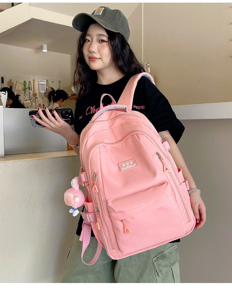 2026 New Style Backpack for Middle and High School Students, Versatile Solid Color School Bag, Large Capacity, Stain-Resistant, Business Trip Travel Backpack, Wholesale