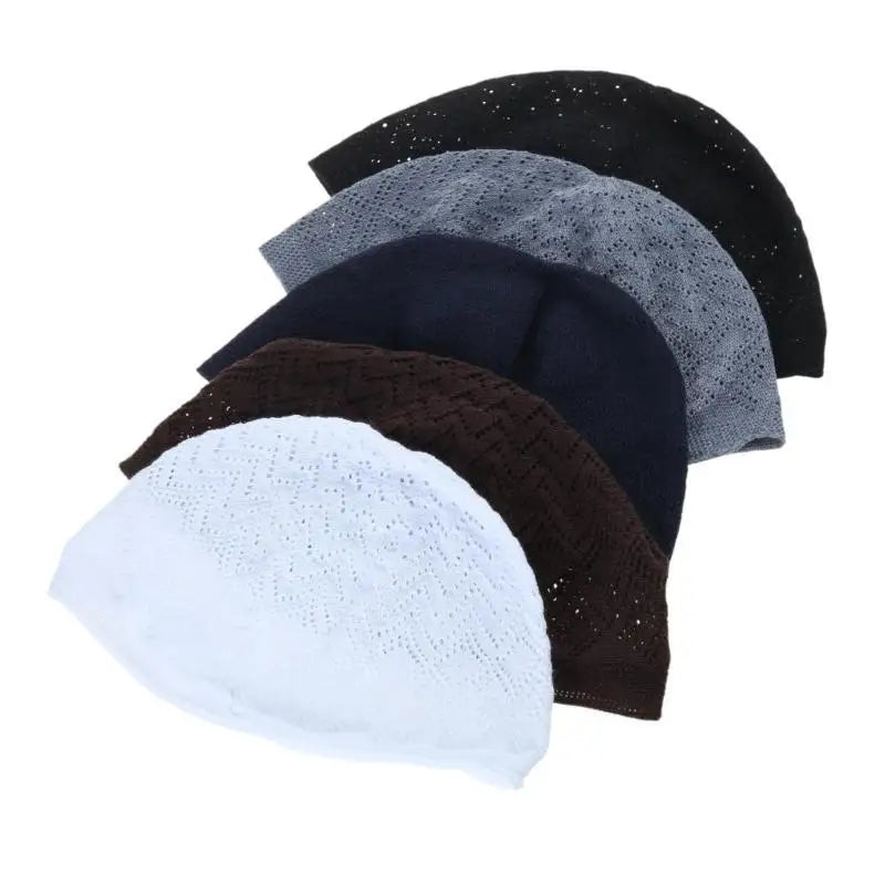 39BD Islamic Prayer Hat for Men Crochet Net EID Ramadan Hijabs Caps 5Pieces