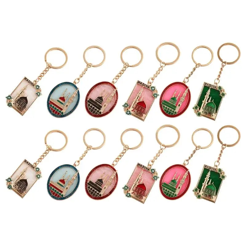 A52E Islamic Cultural Keyrings Decorative Mosque Motifs Accessories for Holy Event