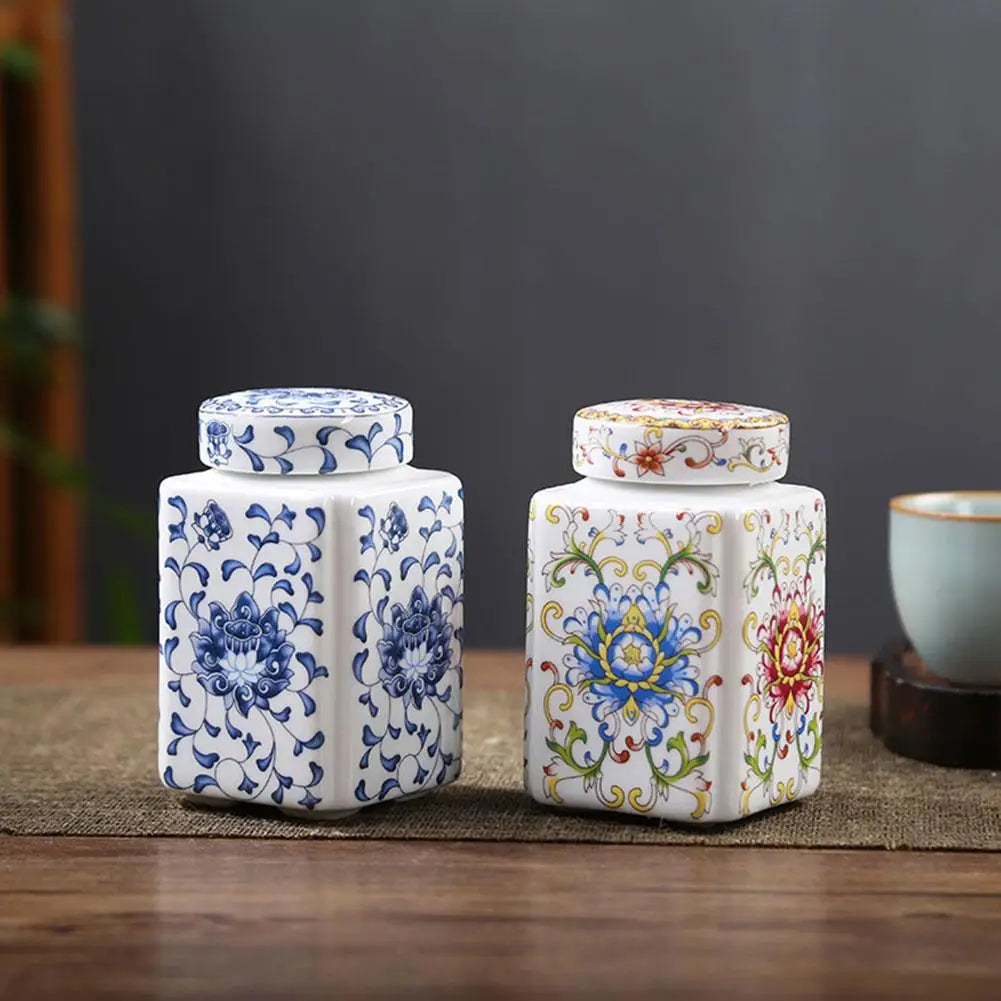 Kitchen Seasoning Ceramic Tea Pot Traditional Chinese with Lid Airtight Food Storage Containers Reusable Pantry Organization