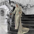Islamic Clothing Modest Fashion Kaftan Luxury Organza Dress Women Shiny Modest Dress Elegant Ruffle Design Evening Gown