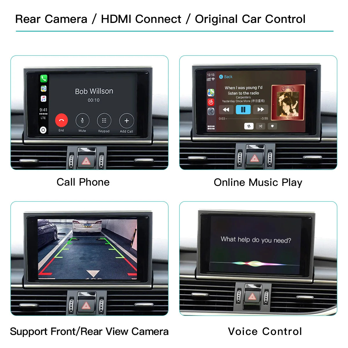 AUTOABC Drahtlose CarPlay Android Auto Interface für Audi A3 A4 A5 Q2 Q7 Q5L 8V mit Mirror Link AirPlay Reverse Kamera Navigati