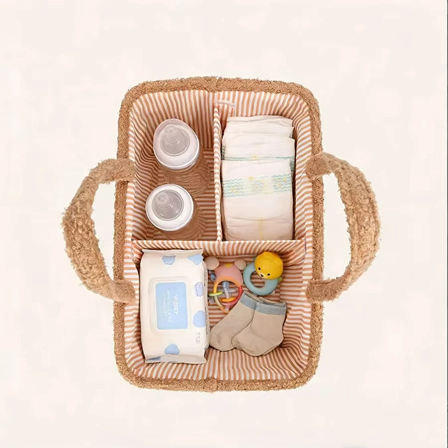 eddy Fleece Baby Diaper Caddy Organizer Portable Nursery Storage Basket for Diapers Wipes Toys Changing Bag