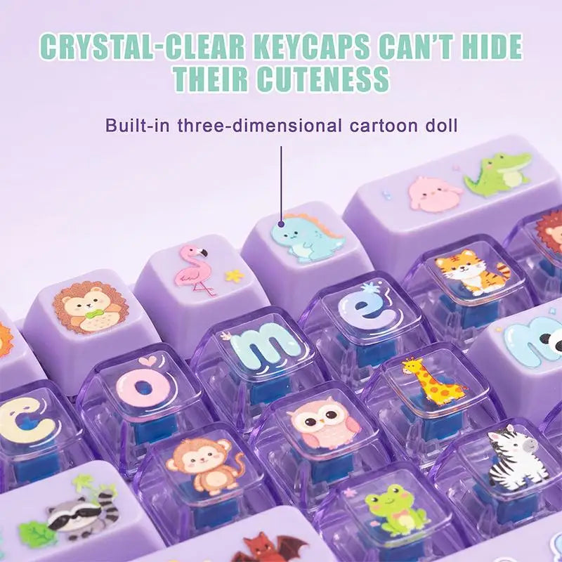 Purple Fidget Keyboard Toy With Cute Animal Patterns And Smooth Touch Perfect For Home Leisure Office Stress Relief
