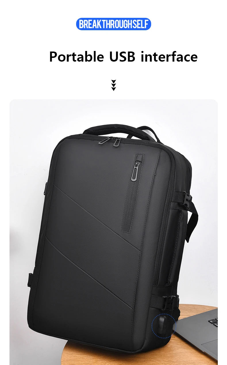 Weixier 16-Zoll-High-End-Rucksack für Herren mit großem Fassungsvermögen, Computertasche, High-End-Business-Tasche, erweiterbarer Rucksack, Hexe, USB