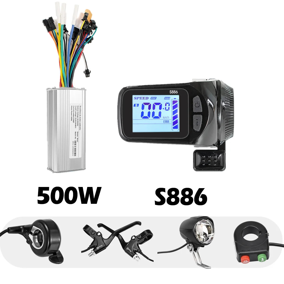 24V 36V 48V 60V Electric Bike Brushless Controller with LCD Display E-bike Accessories Parts E-Scooter 500W S886 S830 G51 S866