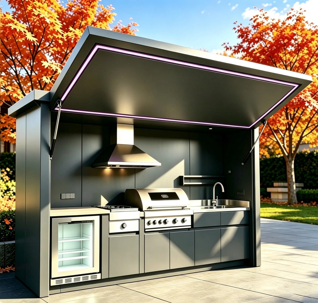 Wetterfester Outdoor-Küchenschrank Großer Stauraum Aluminium-Outdoor-Küchenschrank für Villa Garten Hinterhof BBQ Kochen
