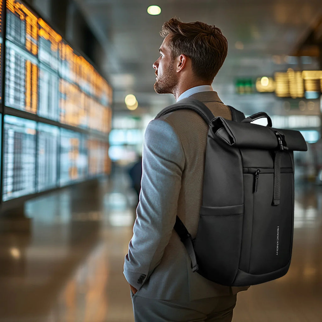 Heroic Knight Rolltop Laptop-Rucksack, erweiterbares, wasserabweisendes Fach, stilvoller Rucksack für Herren, lässiger Reiserucksack