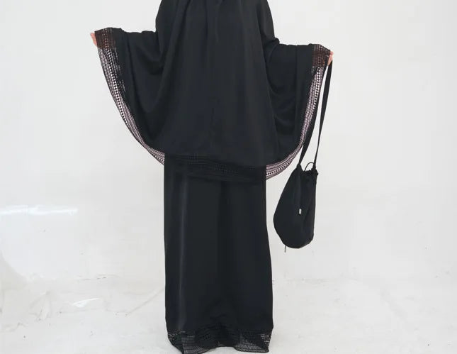 Complete Women's Islamic Prayer Outfit Set (4 Items) Includes Prayer Rug Carry Case Modest Abaya Dress and Khimar Headscarf