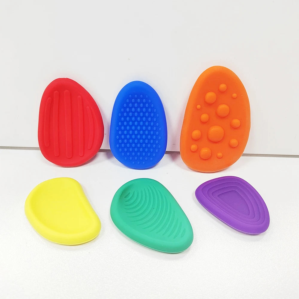 2026 New Hot Fidget Toys Adults Sensory Silicone Stone 6 Pack Textured for Autism Kids Calming Down Fidget Stress Relief Toys