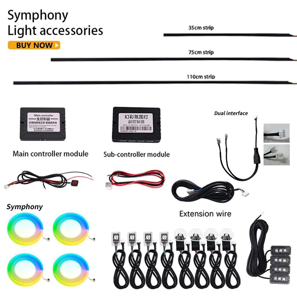 "Magic lantern" Symphony Ambient Light Accessories Full Colors Streamer Rainbow Parts 3 pin 3 wires LED Interior Mouldings