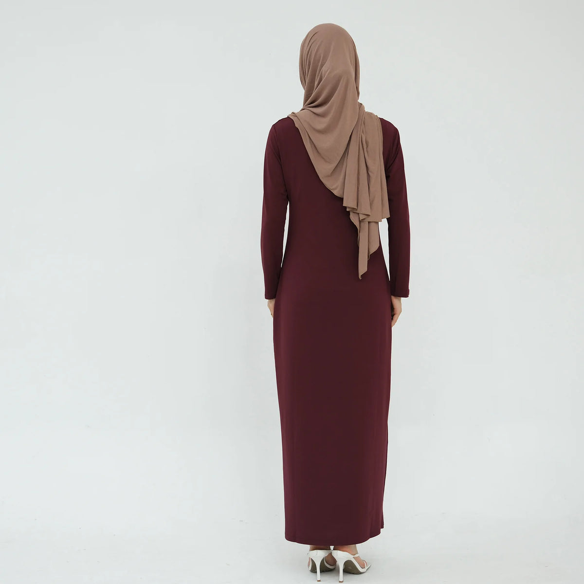 2025 Ramadan Muslim Women Abaya Islamic Stretch Underskirt - Solid Milk Silk Layering Dress Modest Elastic Inner Slip