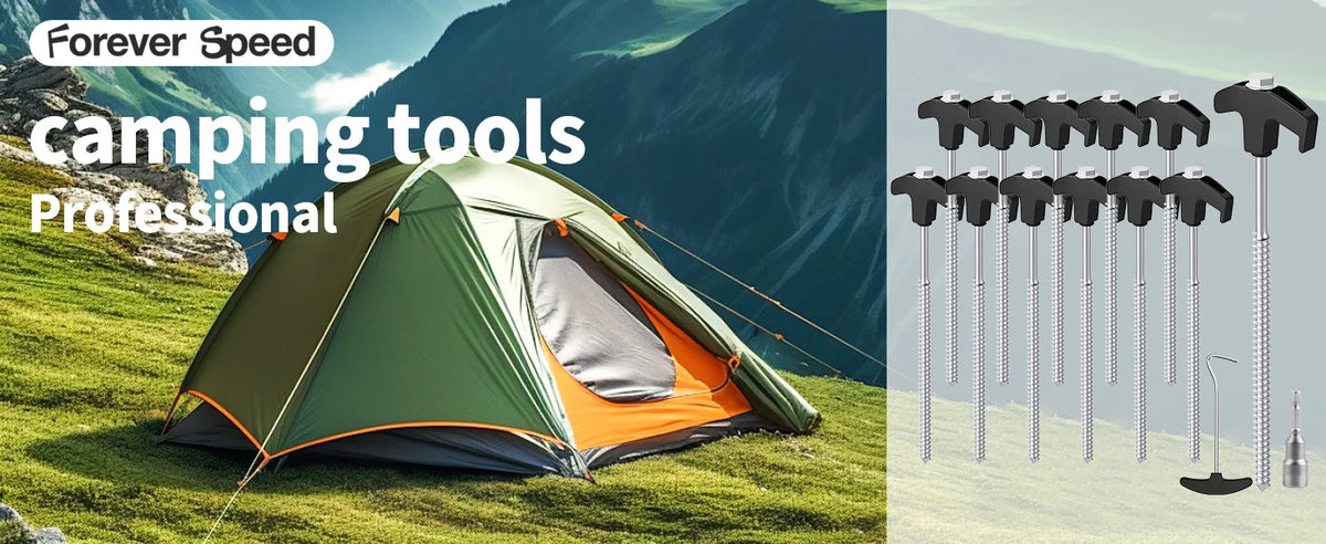 12/16/24PCs Screw pegs tent steel pegs Camping tent pegs Set Herring Earth nails Stable tent ground anchor 25CM Camping Herring Puls 13MM Hexagon Drill for Hard Ground Forest Grass