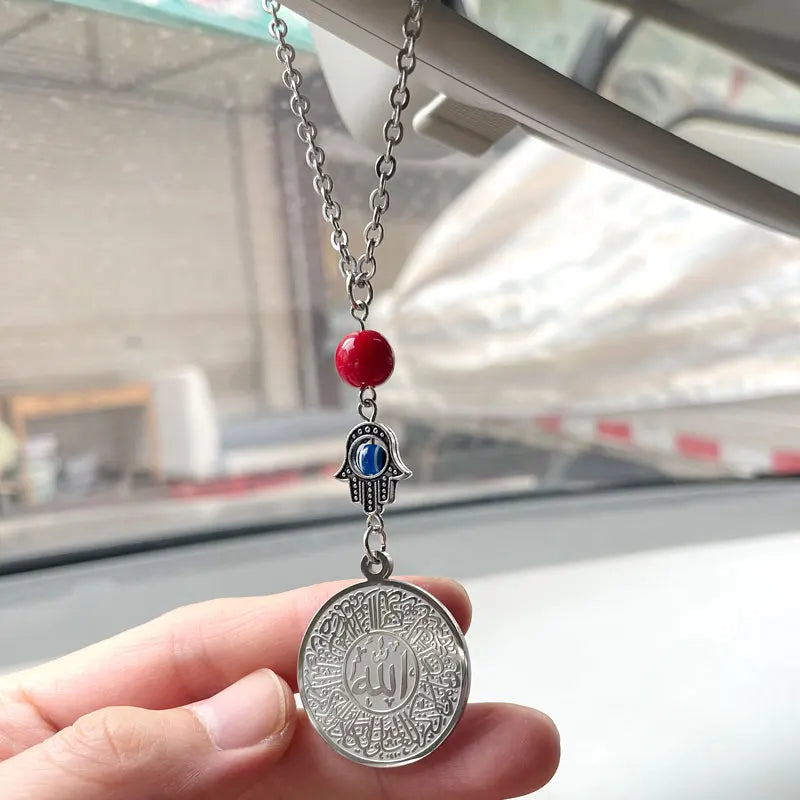 Islamic car mirror charm hand of fatima travel charm good luck charm muslim ALLAH stainless steel car pendant car hanging