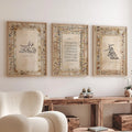3-piece Islamic Poster Set - Picture Living Room - Wall Hanging - Art Printing Calligraphy Quran Poster Ramadan Prayer Poster