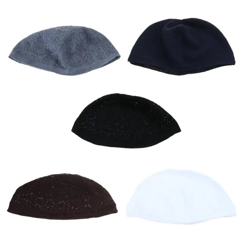 39BD Islamic Prayer Hat for Men Crochet Net EID Ramadan Hijabs Caps 5Pieces