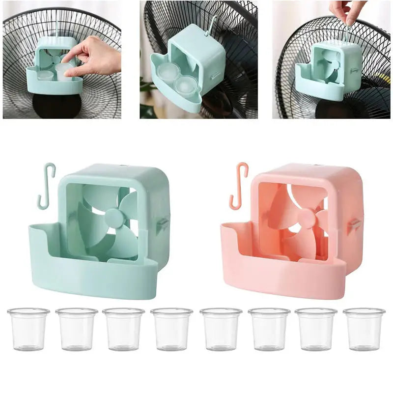 Electric Fan Cooling Storage Box Hanging Fan Cooling Tool With 4 Cup Household Cooling Box Fan Cooler Refrigeration Accessories