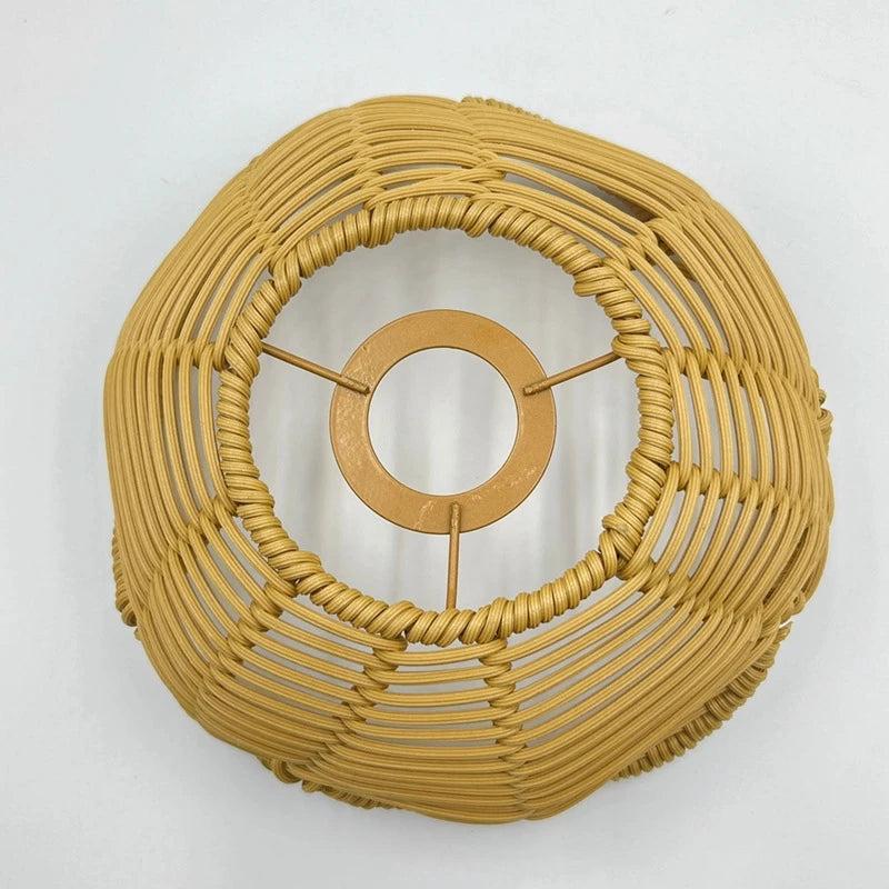 Woven Lantern LED  Hanging Light Lampshade Simulated Rattan Ceiling Pendant Lamp Shade Bedroom Dining Room Chandelier Lamp Cover