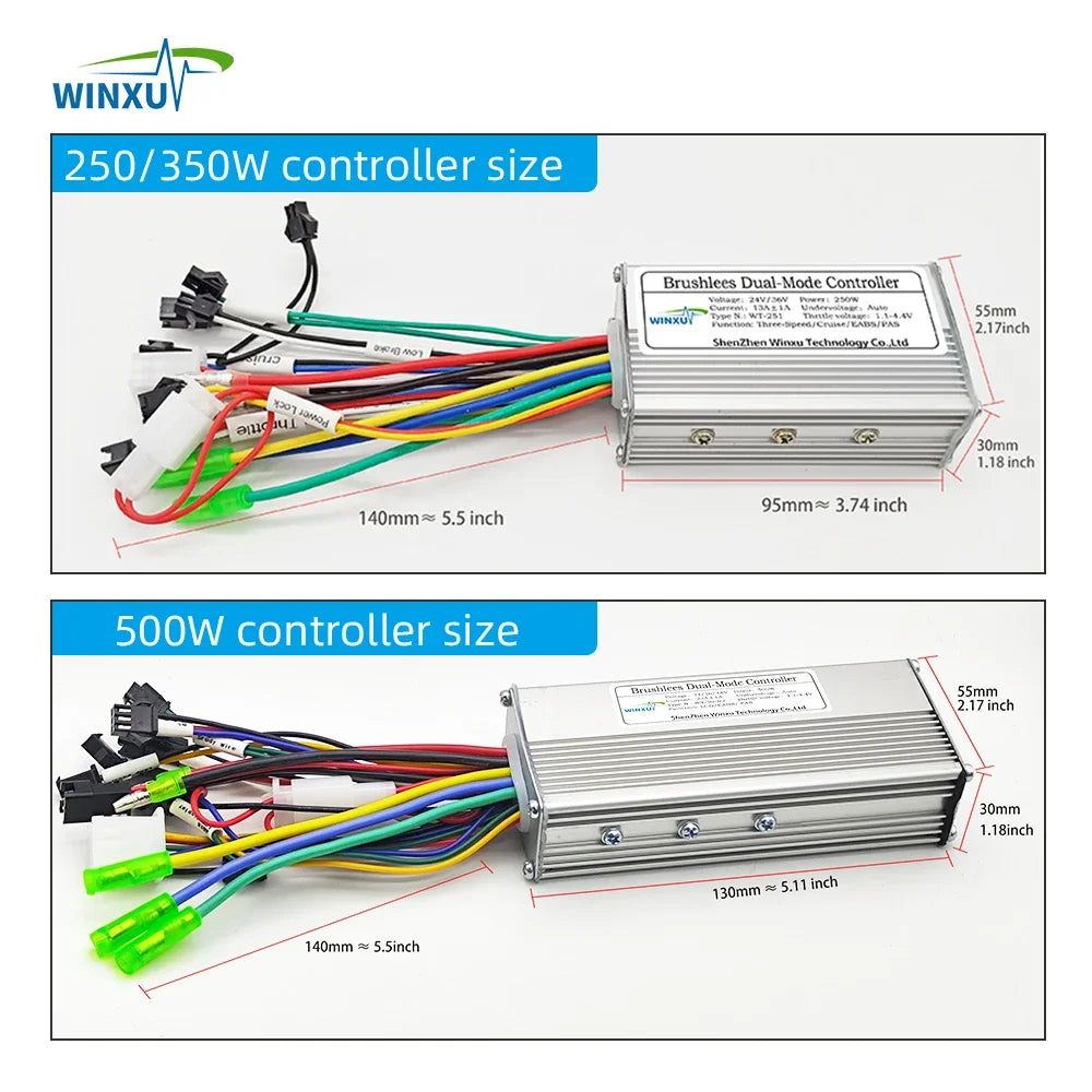 24V 36V 48V 250W 350W 500W E-bike Brushless Motor Drive Controller UART No.2 Communication Protocol for Electric Bicycle Scooter