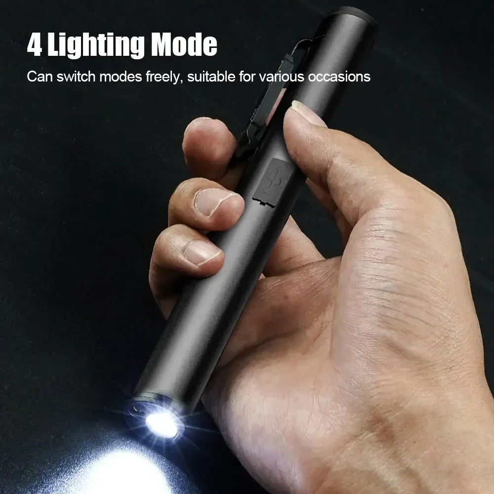 KDULIT 4 in 1 Multifunctional LED Pen Flashlight Built in 800mah Battery USB Rechargeable with Magnetism Work Repair Lantern