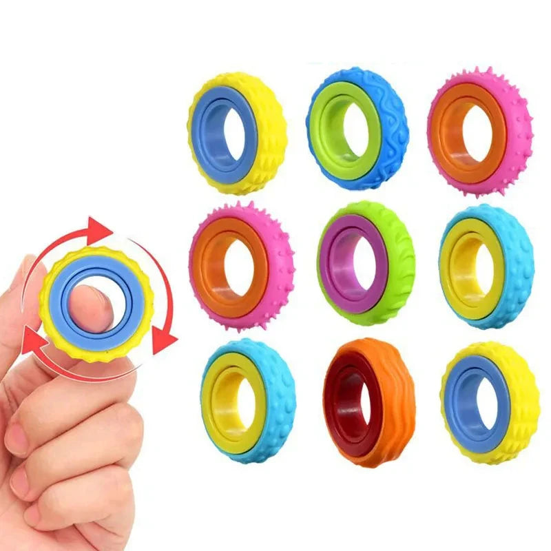 Rotating Fidget Ring Sensory Finger Spinner Anti-Anxiety Stress Relief Toys for Adults ADHD Autism Quiet Classroom Prizes Gifts