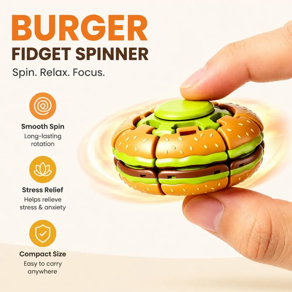 Burger Fidget Spinner Toy Creative Deformation Sensory Stress Relief Toy Cute Food Spinner Fingertip Decompression