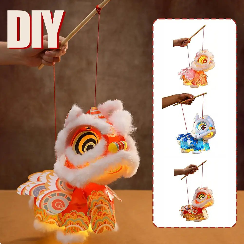 2026 Year of the Horse Chinese New Year Lion Dance Lantern DIY Kit Waterproof Light Up Handheld Toy LED Copper Festive Craft