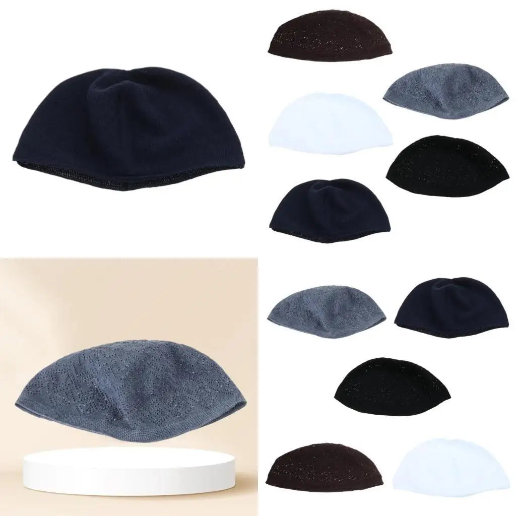 39BD Islamic Prayer Hat for Men Crochet Net EID Ramadan Hijabs Caps 5Pieces