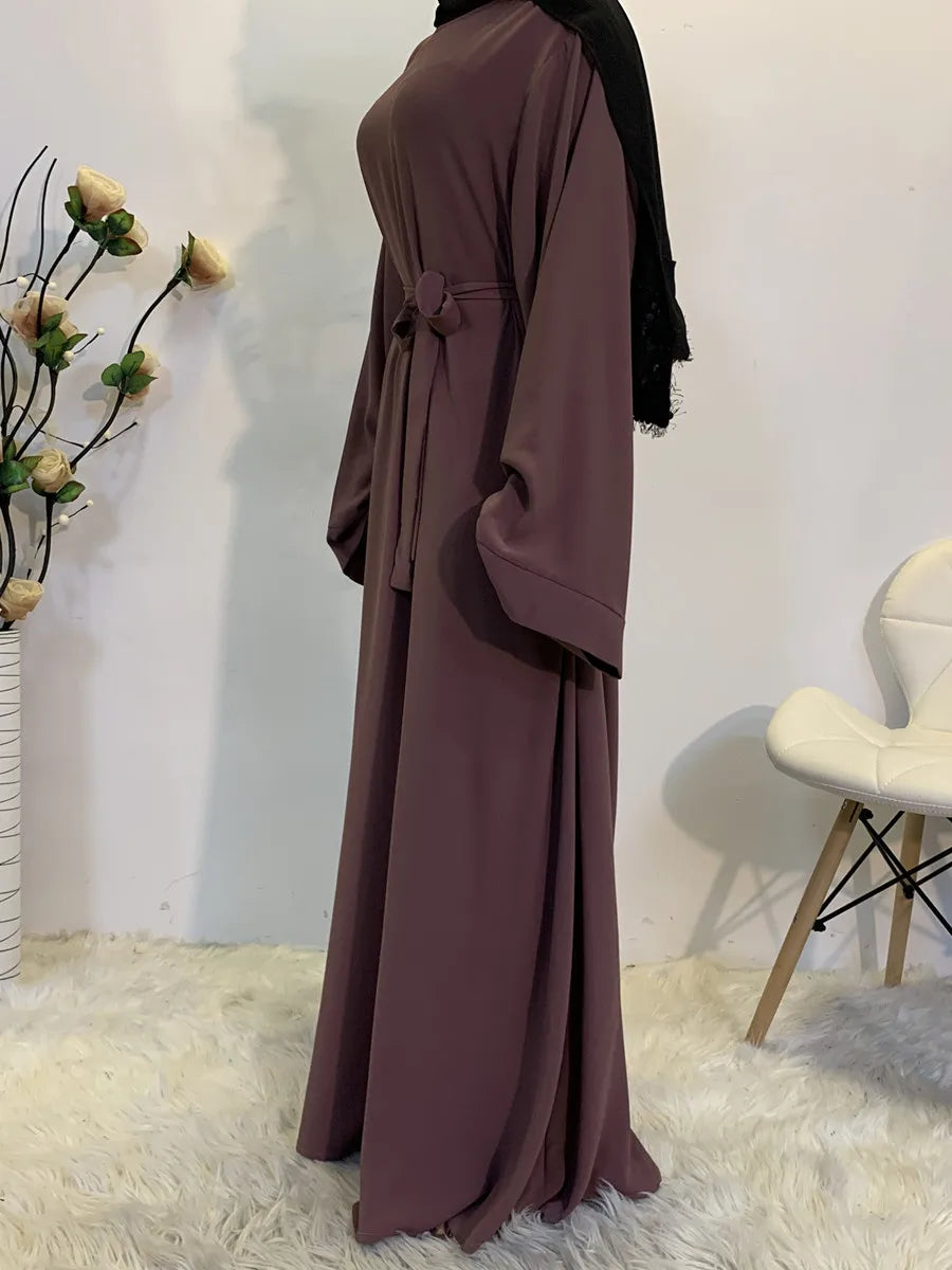 Muslim Women Arabic Dubai Eid Abaya Plus Size Long Dress Modest Ramadan Solid Color Prayer Robe Kaftan Femme Islamic Clothing