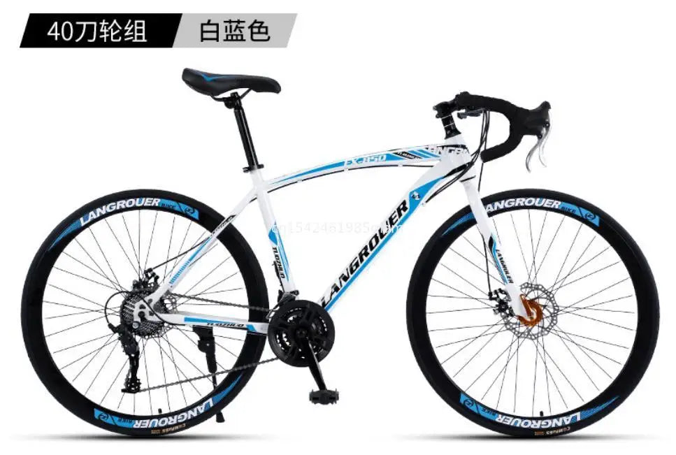 2027Curved handle Road Bike 700C Variable Speed Mountain Bike Student Adult BICYCLE Double Disc Brake Bike Rennrad Carbon