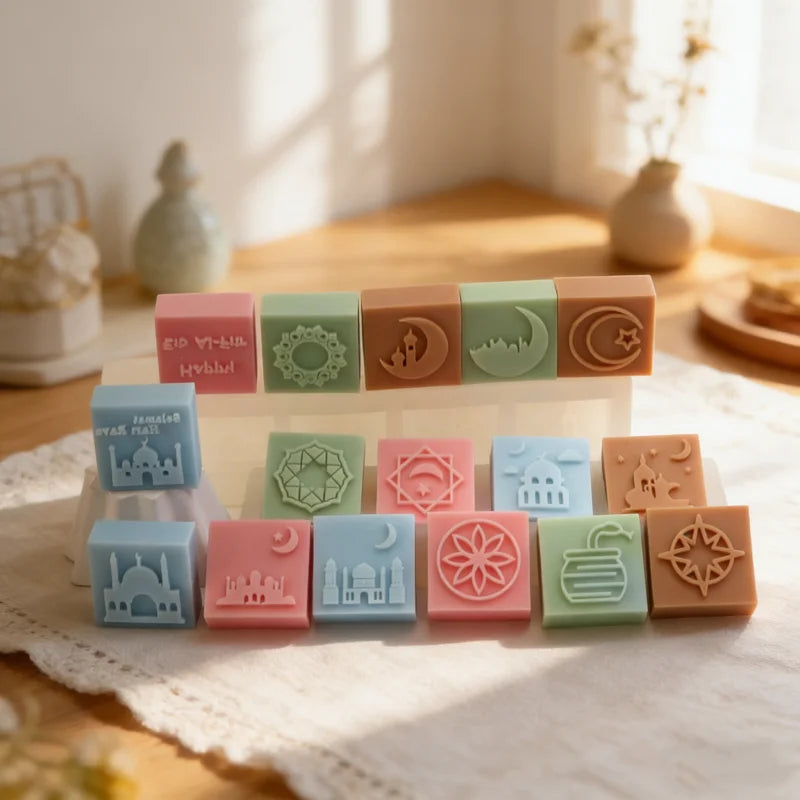 Islamic Themed Silicone Soap Molds Mosque/Crescent/Geometric Pattern Designs DIY Handmade Soaps Ramadan Gifts Eid Decor Muslim