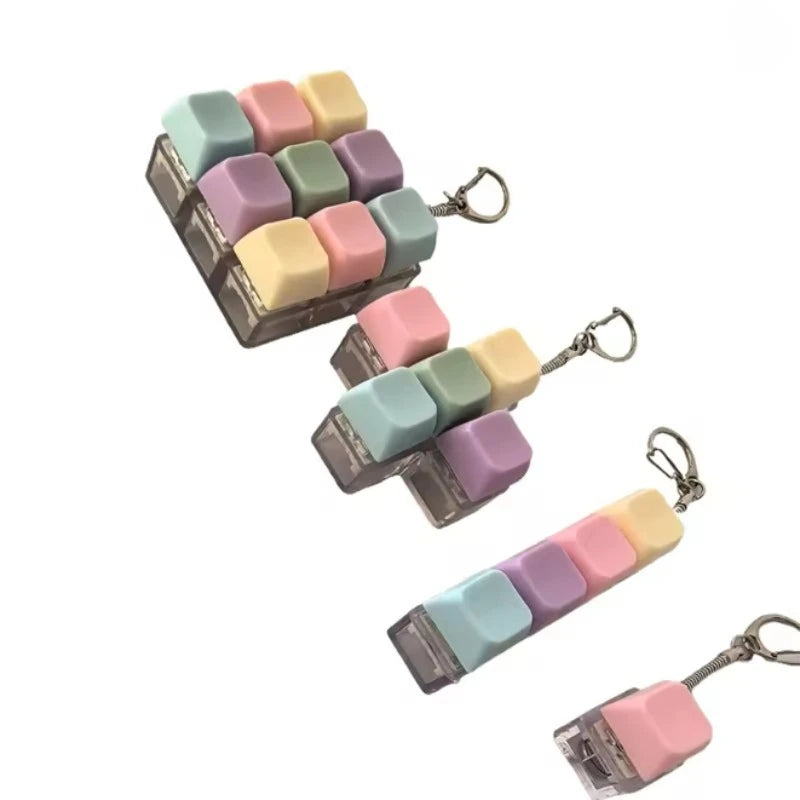 Fidget Decompression 1/4/9 Keyboard Key Toy Anti Stress Finger Keyboard Games For Adults Antistress Toys Boys Girls Keychain