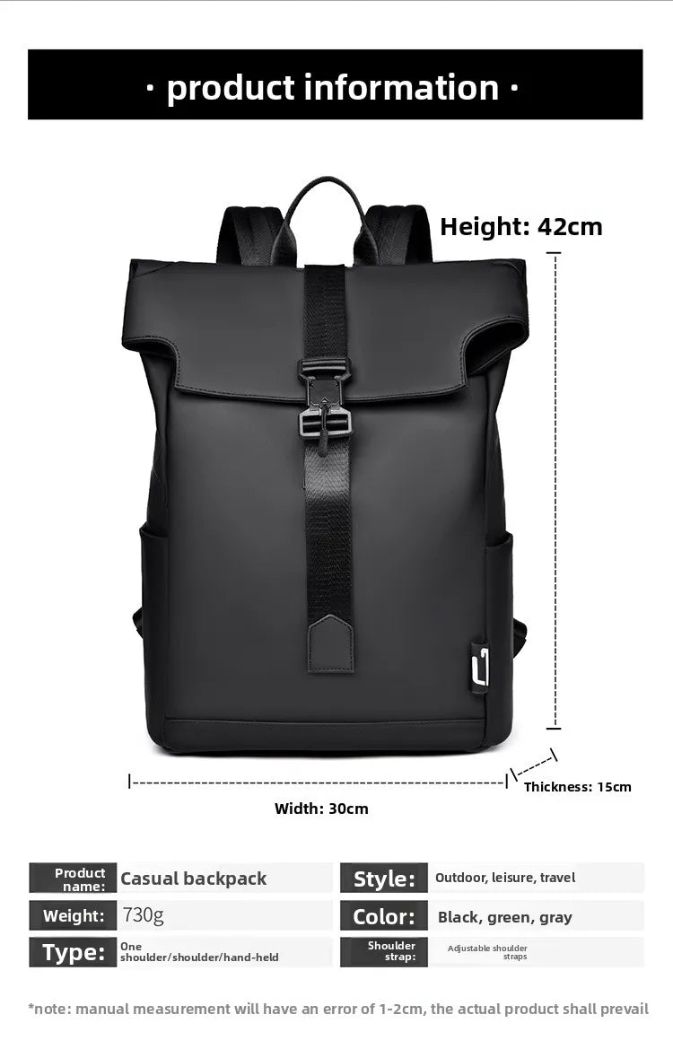 Neuer Herren-Rucksack mit Flip-Cover und magnetischer Schnalle, lässiger Outdoor-Reiserucksack, multifunktionaler Computer-Rucksack mit großer Kapazität