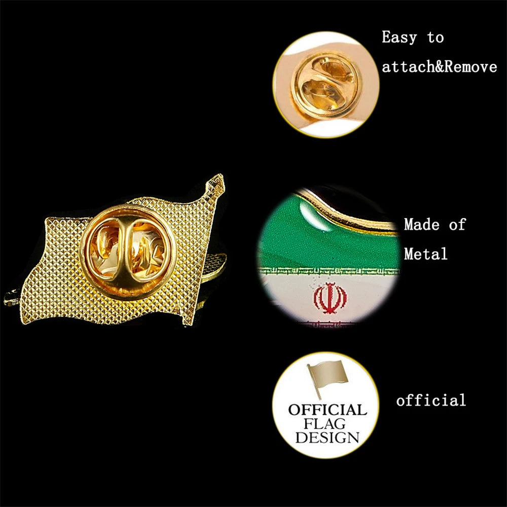 Iran Islamic Shia Persian Empire Allah Akbar Iran Gold Plated Collectible Flag Lapel Pins