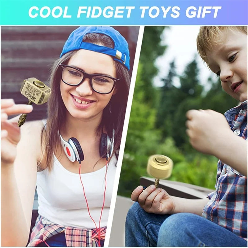 Alloy Fingertip Gyro Spinner Fidget Toys for Adult, Anti Stress Relief Toys, Finger Gyroscope, Anti-Anxiety Metal Hammer Toy
