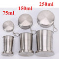 1pc Stainless Steel Retractable Cup Outdoor Travel Toiletry Cup Portable Creative Compression Cup Mini Handy Cup Folding Cup
