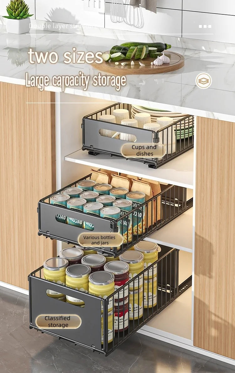 Kitchen Storage Rack Sink Storage Rack Drawer Organizer Suitable for Sink and Countertop Spice Jar Storage Rack Cabinet Rack