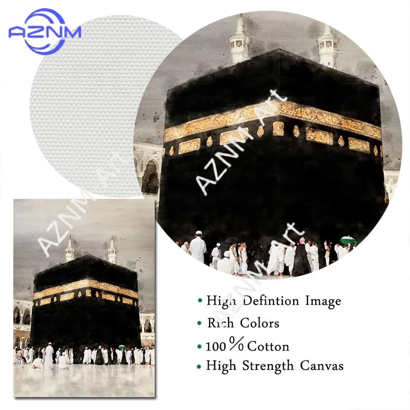 Islamic Masjid Mosque Allah Mecca Medina Kaaba Sacred Place Posters Canvas Painting Print Wall Art Pictures Living Room Decor