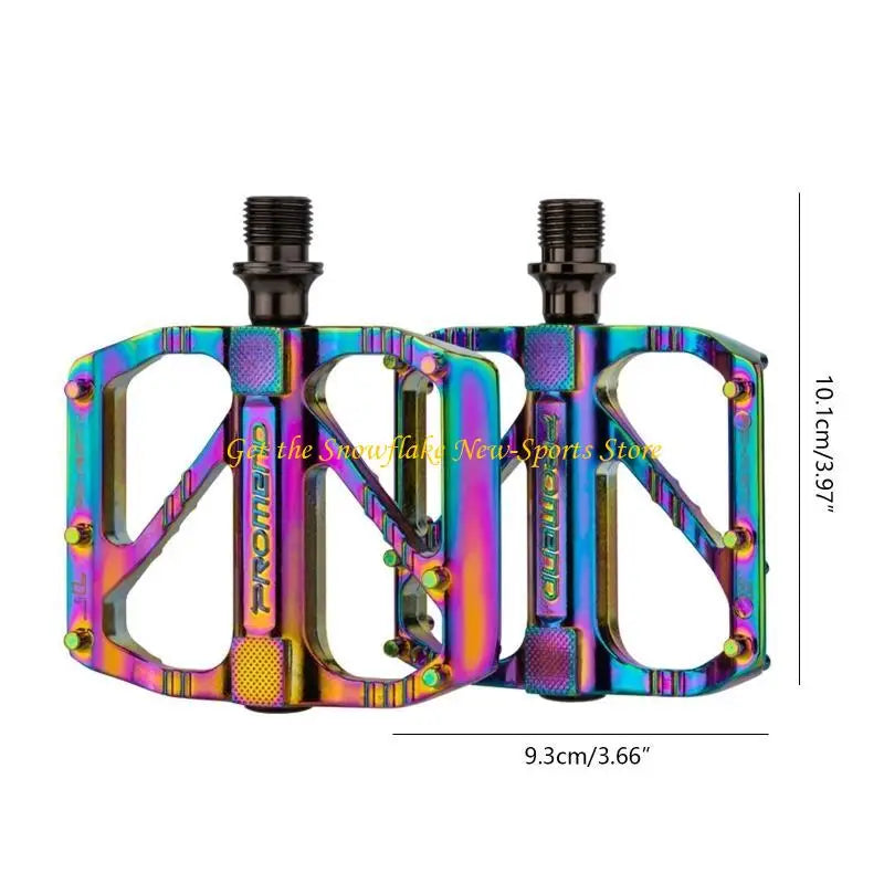 E56D 1 Pair Road Mountain Bike Ultralight Non-slip Flat Pedals Aluminum Alloy 3 Sealed Bearings Pedal for MTB