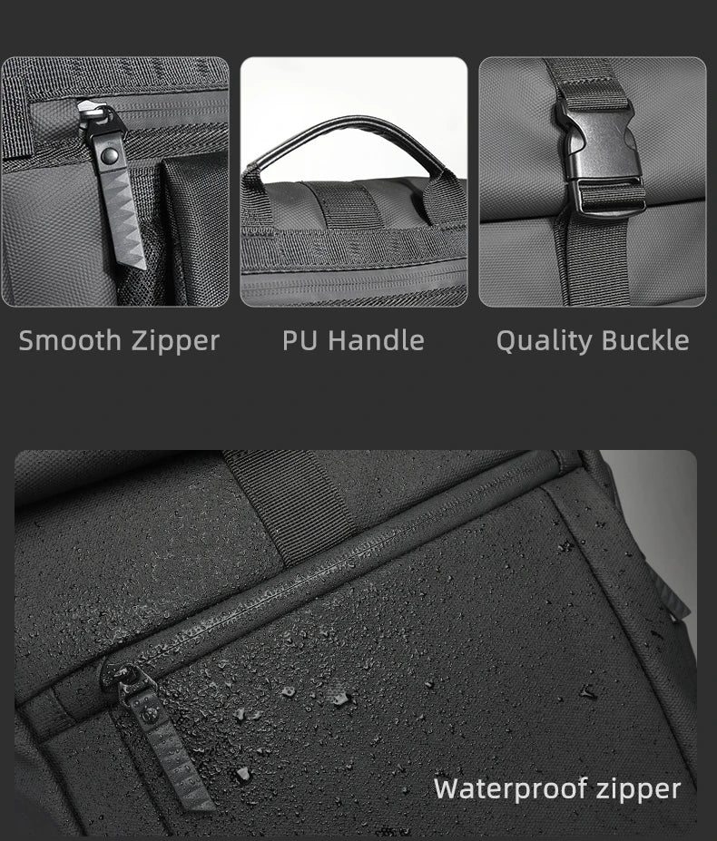 Heroic Knight Rolltop Laptop-Rucksack, erweiterbares, wasserabweisendes Fach, stilvoller Rucksack für Herren, lässiger Reiserucksack