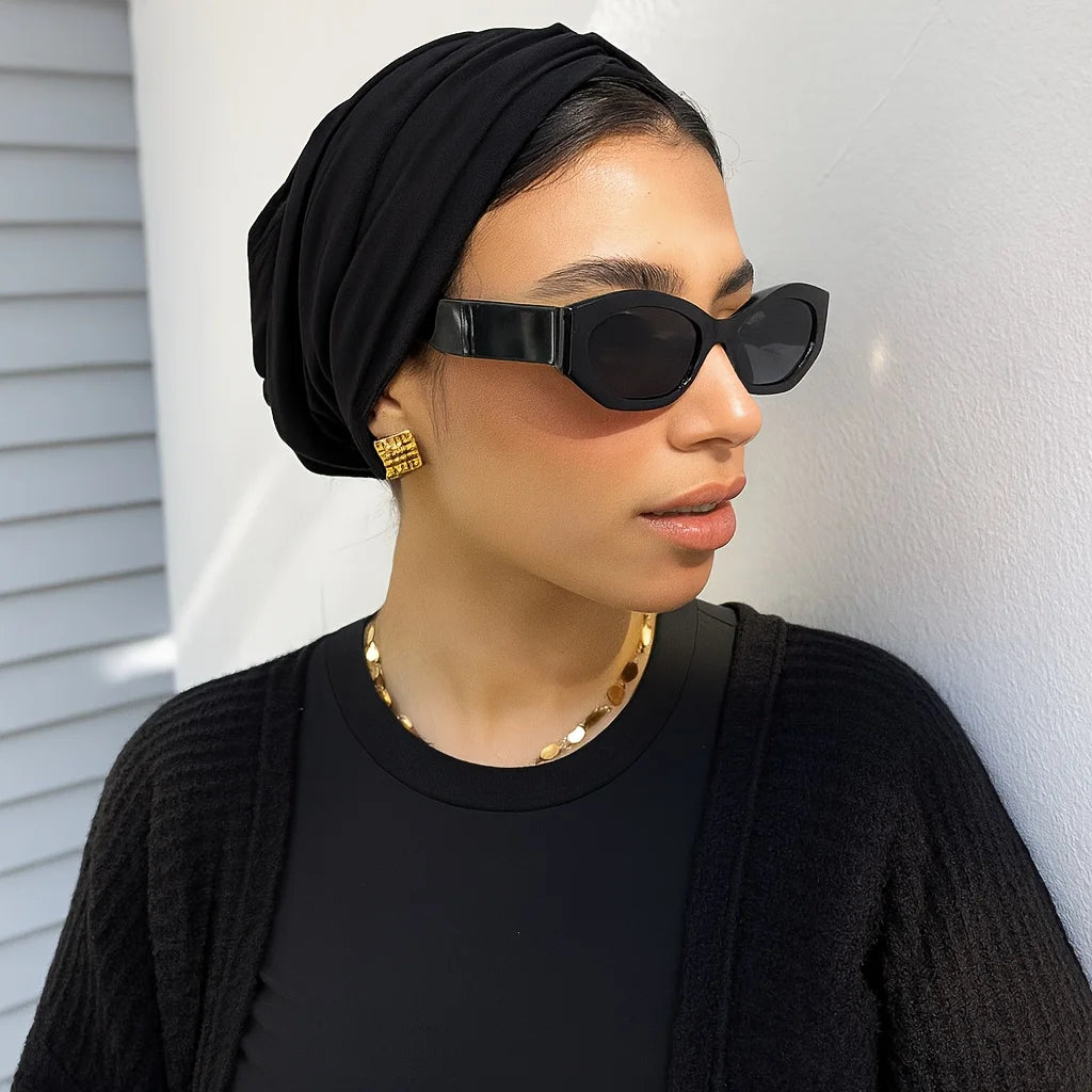 1Pc Islamic Muslim Tie Solid Color Headscarf, Ethnic Retro Style Headscarf, Adjustable Elasticity, Suitable for All Seasons