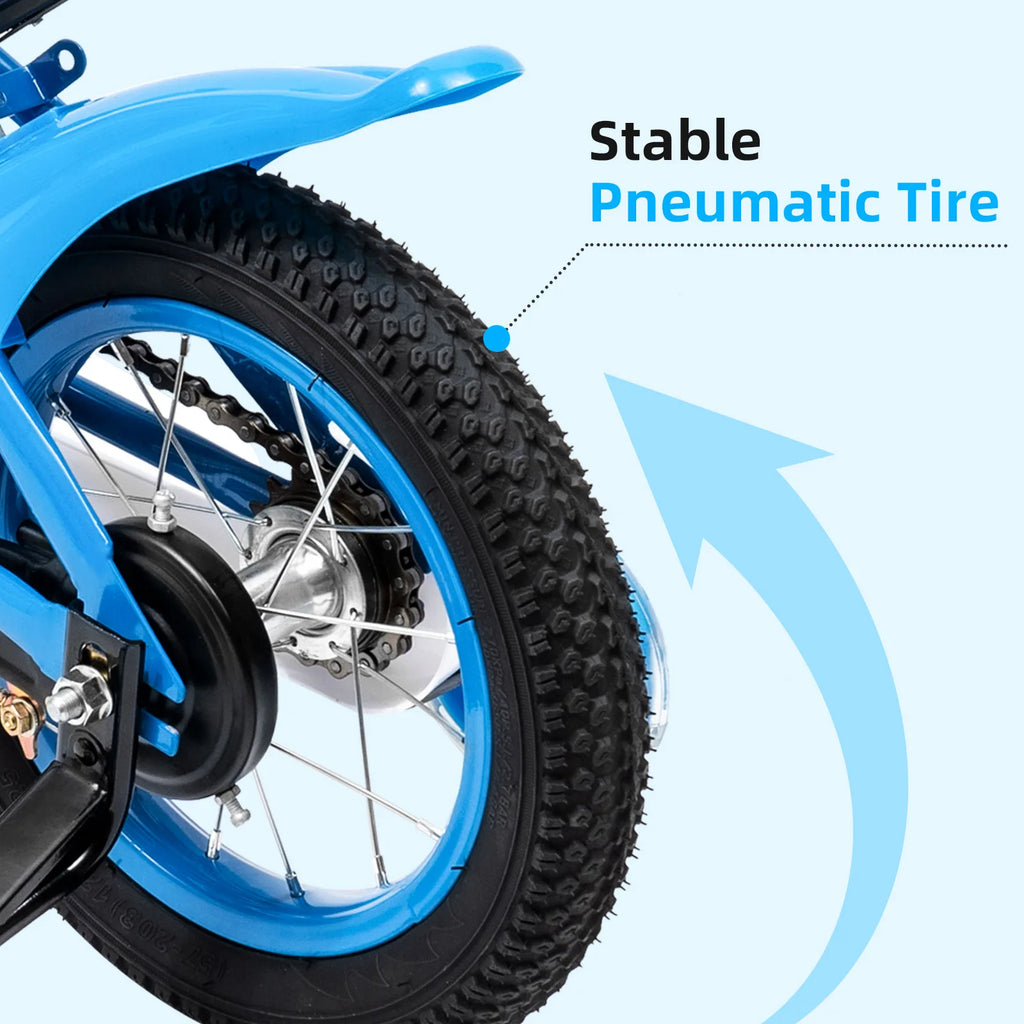 12-inch Stable Cycling Blue Kids Bike Children Bicycle Reliable Braking System Soft Cushion for Infants 2-4 Years