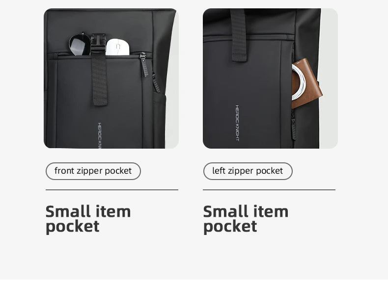 Heroic Knight Rolltop Laptop-Rucksack, erweiterbares, wasserabweisendes Fach, stilvoller Rucksack für Herren, lässiger Reiserucksack
