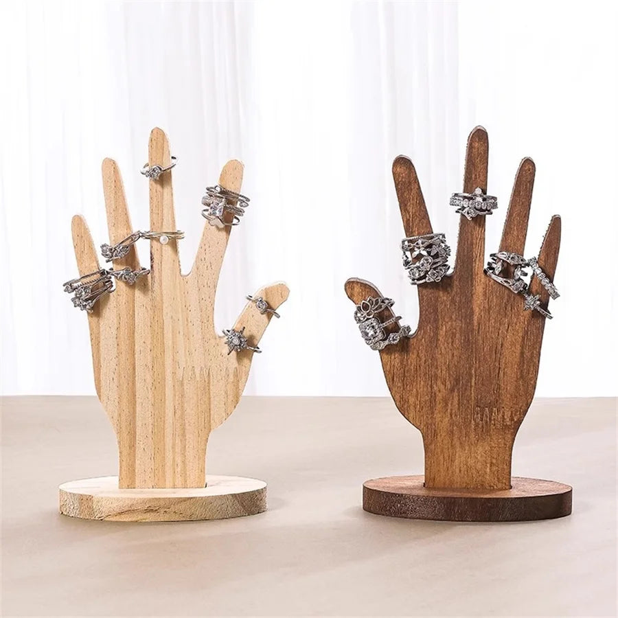 Handförmiger Schmuckständer, Multifunktionales Schmuckregal, Fingerhand-Display für Armbänder, Holzringhalter, Handringhalter