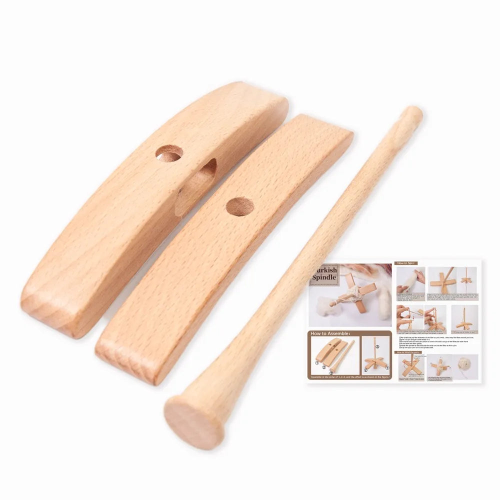 Handmade Wooden Turkish Spindle Storage Tools Detachable Cross-Shaped Hand Carved Yarn Winder Manual Top-Weaving Spinning Wheels