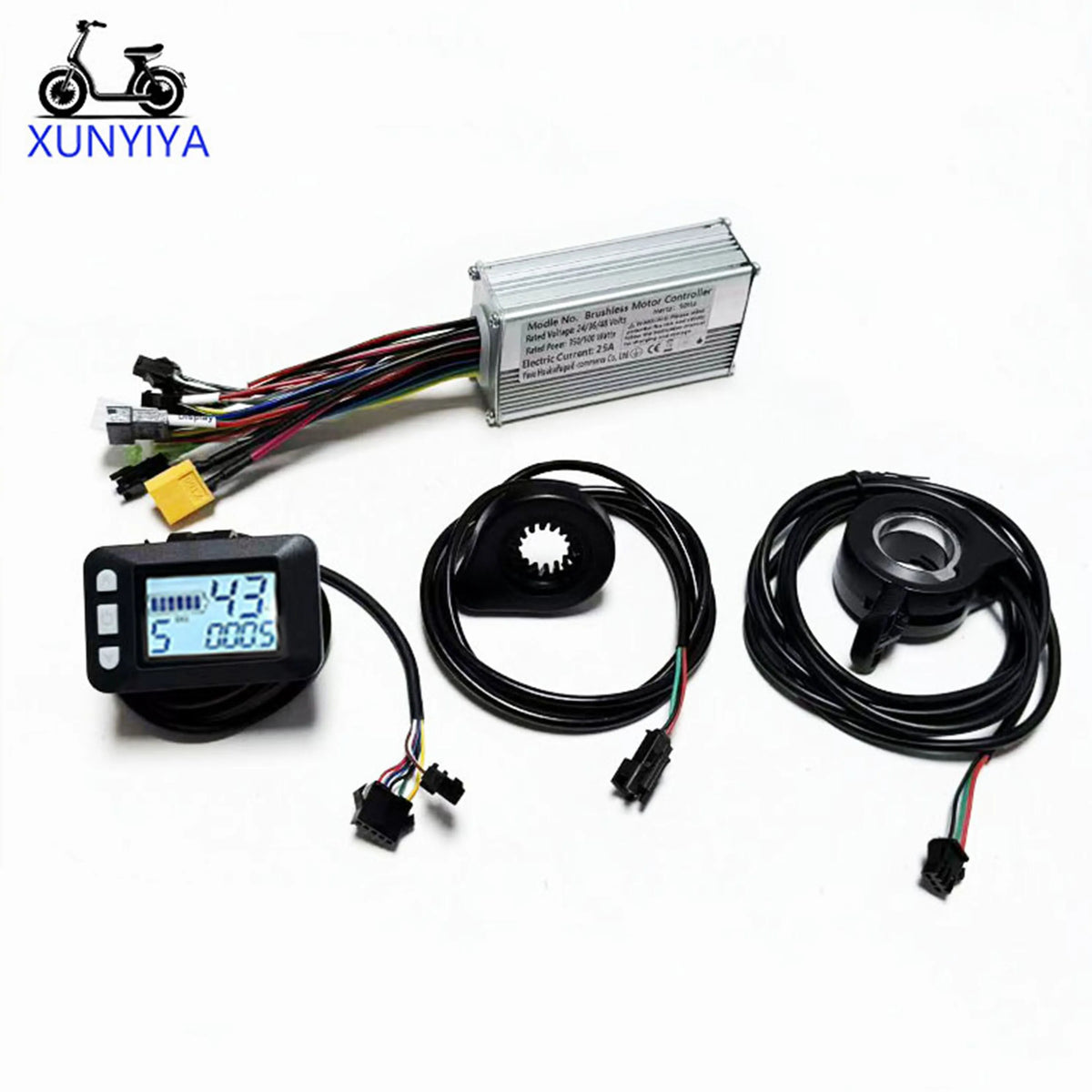 25A E-Bike Brushless Motor Controller 24V/36V/48V 350W-500W with  P.A.S Throttle UART No.2 P3 LCD Display for E- Scooter Repair.