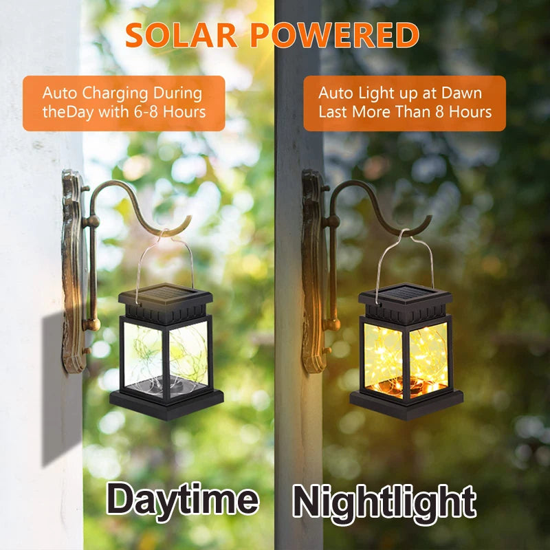 Solar Palace Lantern Hanging Candle Lamp Outdoor LED Waterproof Lights for Garden Patio Yard Lawn Landscape Vintage Lantern Deco